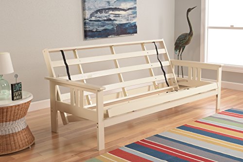 Kodiak Furniture Monterey Futon Set, No Drawers, with Antique White Base and Marmont Mocha Mattress - color: Marmont Mocha, size: No Drawers, style: Antique White Finish