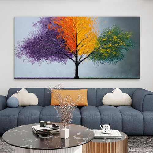 Large Canvas Wall Art Decor Green Nature Botanical Canvas Art Wall Decor For Living Room Wall Art Decor Purple Tree Of Life Modern Wall Art Decor Artwork For Home Bedroom Office Wall Decor 24×48 Inch - color: D-01M, size: 48"L x 24"W