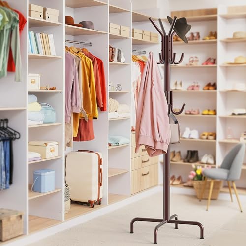 Simple Houseware Standing Coat/Hat Hanger Organizer Rack, 12 Hooks, Bronze | For Entryway, Bedroom, and Hallway - color: Bronze