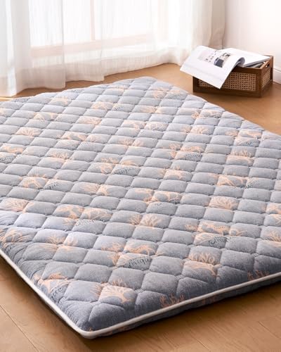 6th Generation Japanese Floor Futon Mattress - Extra-Thick 9-Layer Modern Futon with 100% High-Density Foam, Portable Floor Mattress Sleeping Pad for Adults, Guest Room, Dormitory, Twin Size(39"X75") - color: Christmas Deer, size: Twin(39"X75")