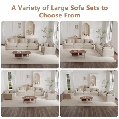 Modular Sectional Sofa, 111.5 Inch L Shaped Couch Set for Living Room, 3-Seater Comfy Cloud Couches with Movable Ottoman, DIY Combination, Chenille, Light Coffee - color: Light Coffee, size: 111.5 Inch- L