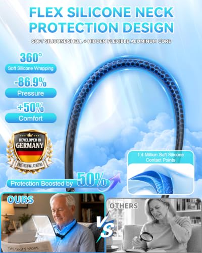 2026 Upgraded 12X Magnifying Glass with Light for Reading | 【Industry-Leading Ultra HD Lens】【Bright LED Full Page Magnifer】【Flex Silicone Neck Protection】Hands Free | Cross Stitch Craft