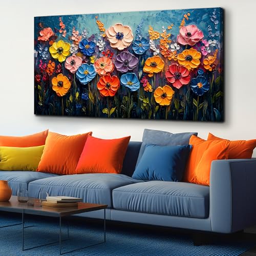 Flower Pictures Wall Decor Bedroom Large Colorful Wall Art | Large Floral Painting For Living Room,Home Office Apartment Hotel Hallway Wall Decoration 29 x 58 Inch - color: Colorful, size: 58"L x 29"W