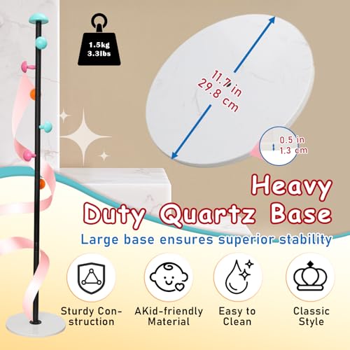 Coat Rack Freestanding Heavy Duty Metal Kids Coat Stand, 7 Round Mushroom Hooks & Sturdy Marble Quarte Base, Hanging Clothes Purse Bag Jacket for Hall Corner Office Garage Entryway (Black)