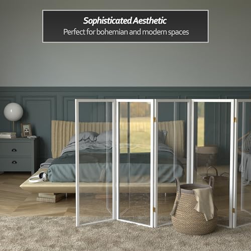 4 ft. Short Clear Plastic Partition White 6 Panel - color: White, size: 6 Panel