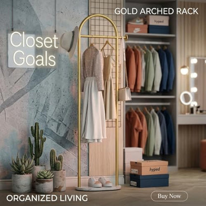 Gold Freestanding Coat Rack, Modern Metal Coat Tree, Sturdy Hall Tree for Entryway, Bedroom, Living Room, Hanging Coats, Hats, Bags - color: A2