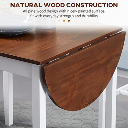 HOMCOM 55" Solid Wood Kitchen Table for 4-6 People Small Drop Leaf Brown | Oval, Folding Dining Table, Small Spaces - color: Brown