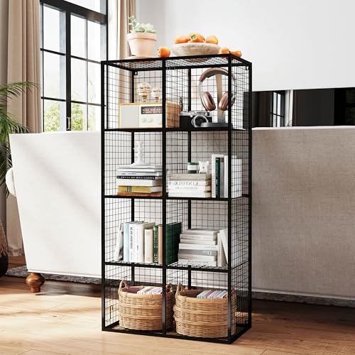 Wire Storage Cube, 8 Cube Metal Storage Organizer, Display Modular Bookshelf Shelf, Closet Cabinet for Bedroom, Office, Black