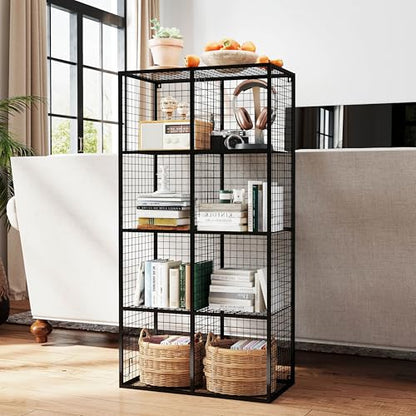 Wire Storage Cube, 8 Cube Metal Storage Organizer, Display Modular Bookshelf Shelf, Closet Cabinet for Bedroom, Office, Black