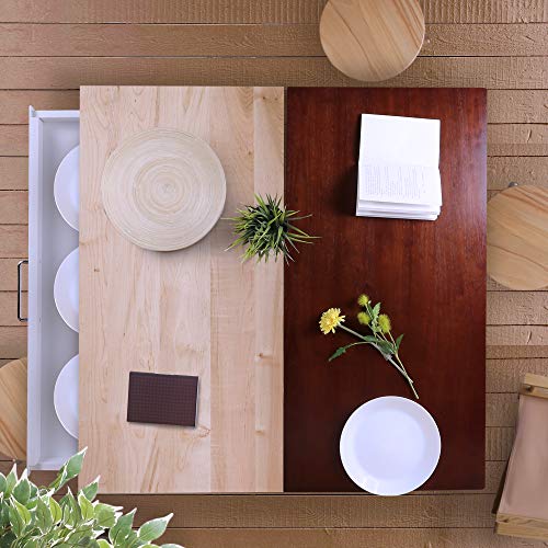 Casual Home Kitchen Island with Solid American Hardwood Top, Walnut&black - color: Walnut&black