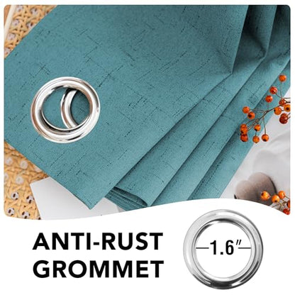 H.VERSAILTEX Linen Blackout Curtains 84 Inches Long 100% Absolutely Blackout Thermal Insulated Textured Linen Look Curtain Draperies Anti-Rust Grommet, Energy Saving with White Liner, 2 Panels, Teal - color: Teal, size: 52"W x 84"L (Pack of 2)