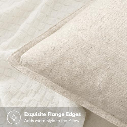 MIULEE 장식용 리넨 요추 베개 커버 30.5x50.8cm 내추럴 베이지 | Boho Farmhouse 뉴트럴 소파 침대용 롱 스로우 베개, 액센트 모던 베개 커버 1팩, 소파 거실 홈 데코 - color: 내추럴 베이지., size: 20" x 12" (Pack of 1)