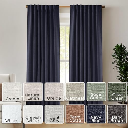 PANELSBURG Navy Blue Linen Blackout Curtains for Boys Bedroom, Thermal Insulated Nursery Curtains Boy, 63 Inch Length - color: Navy, size: 50"W x 63"L (Pack of 2)