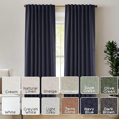 PANELSBURG Navy Blue Linen Blackout Curtains for Boys Bedroom, Thermal Insulated Nursery Curtains Boy, 63 Inch Length - color: Navy, size: 50"W x 63"L (Pack of 2)