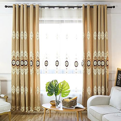 Simple Chenille Jacquard Blackout Window Elegance Curtains/Drapes/Panels/Treatments for Bedroom Living Room, 60 x 106, Top Grommets (2 Panels) | Medium Weight Fabric, Woven Texture, Soft Light Filtering, Drapes for Living Room and Dining Room Windows - co