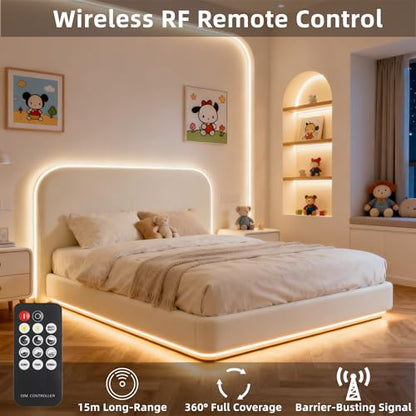 COB LED Strip Light with Remote, 16.4ft, 3000K Dimmable, Warm White LED Lights for Mirror, Under Bed, Stair, Cabinet, TV Backlight, Cuttable LED Light Strip - color: 3000K-Warm White