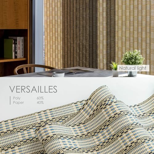 Deluxe Vertical Blinds Brown 45.8"-86" x 96", Versailles | Deluxe Designer Royal Brown Woven Panel Blinds for Patio Doors and Room Dividers with Adjustable Track - color: Versailles