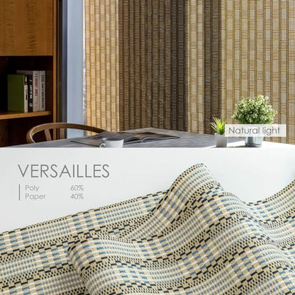 Deluxe Vertical Blinds Brown 45.8"-86" x 96", Versailles | Deluxe Designer Royal Brown Woven Panel Blinds for Patio Doors and Room Dividers with Adjustable Track - color: Versailles