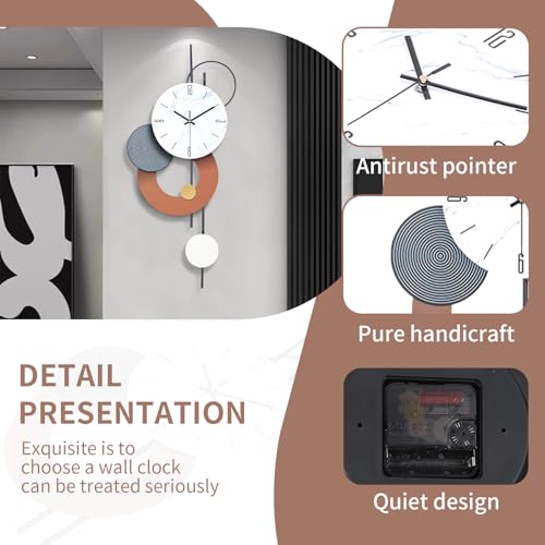SIN&MI Decorative Wall Clocks for Living Room, Large Modern Metal Clocks Battery Operated Wall Art for Home Big Silent Clock Wall Decor for Living Room/Bedroom/Kitchen/Office,14 * 28 Inch - color: 2501-white-orange