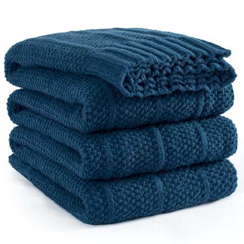 Carriediosa Knit Throw Blanket for Couch 60x80 Stripe Cable Knitted Throws | Navy Blue, Soft Textured Neutral Fall Blankets, Cozy Decorative Home Decor, Cover for Bed, Sofa & Outdoor Use - color: Navy Blue, size: 60" X 80"