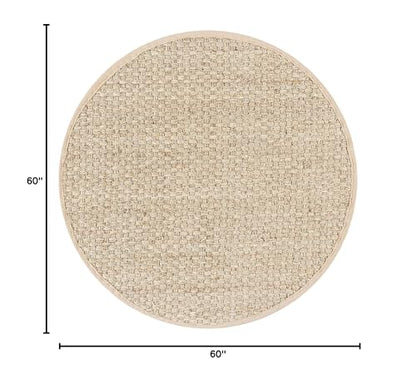 SAFAVIEH Area Rug 5' Round - Natural Fiber Collection - Natural & Beige, Seagrass, Basketweave Pattern with Border (NF114A) - color: Natural/Beige, size: 5' (Round)