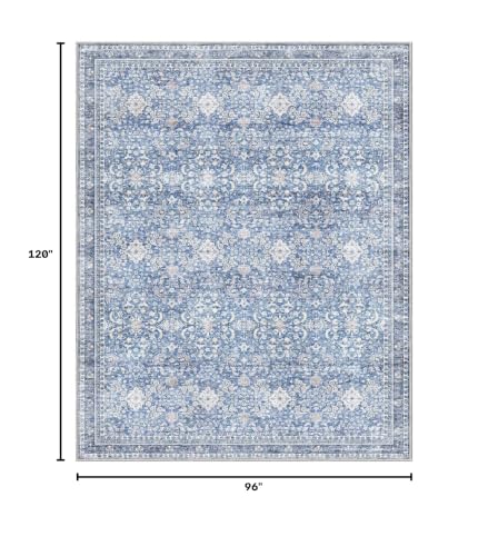 Sasttie 8x10 Area Rugs, Ultra-Soft Washable Rug for Living Room, Blue | 8 by 10 Thin Carpet for Apartment & Bedroom, Low-Pile Faux Cashmere, Non-Slip Backing, Skin-Friendly, Stain Resistant - color: Blue, size: 8' x 10' (Rectangular)