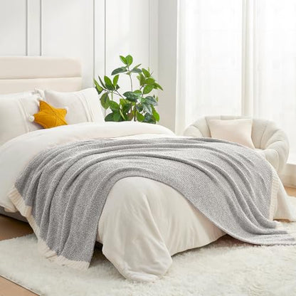 Snuggle Sac Oversized Grey Throw Blankets Twin Size,Super Soft Warm Blankets Cozy Knit Fuzzy Throw Blankets for Sofa, Bed, Heather Grey, 60x80 inches - color: Heather Grey, size: Twin (60"x80")