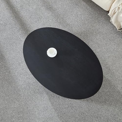 42.24” Modern Oval Coffee Table, MDF Center Table, Conference Table, Minimalist Accent Dinning Coffee Table for Living Room, Apartment,Office,Courtyard,No Assembly.(Black) - color: Black-f