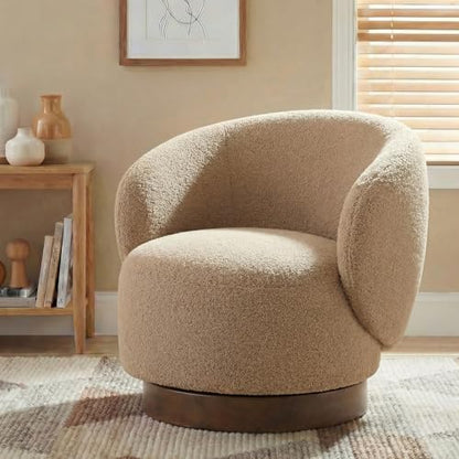 KISLOT Swivel Barrel Accent Chair, Boucle Fabric, Sand, 1-Pack | Modern Style, Upholstered, for Living Room/Bedroom/Waiting Room - color: Sand, size: Pack of 1