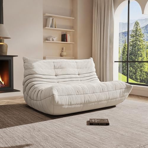 Bean Bag Chair, Cozy Memory Foam Bean Bag Chairs for Adults, Comfy Fireside Accent Chair Lazy Floor Chair for Gaming Bedroom Living Room (White, Loveseat) - color: White, size: Loveseat