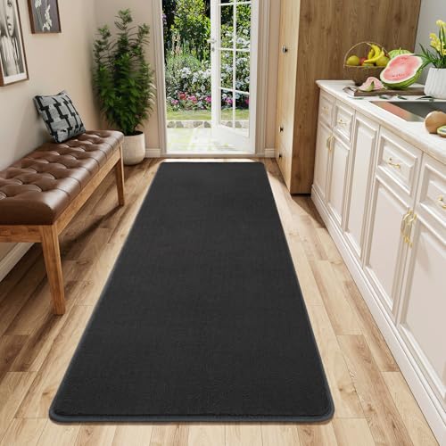 2x6 Runner Rug for Hallway, Long Runner Rugs Non Slip, Dark Grey | Soft Washable Memory Foam Carpet for Bedroom, Non Slip Backing Runners Rug for Hallways, Kitchen, Bathroom, Entryway Home - color: Dark Grey, size: 2' x 6' (Runner)