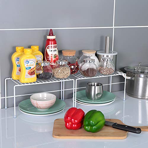Kitchen Shelves, Cabinet Organization Mini Storage Shelf, White,Set of 2