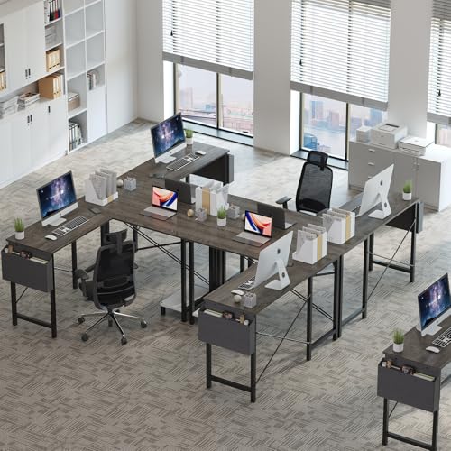 OLIXIS L Shaped Desk, Gaming Desk, Corner Table 50 Inch | Side Bag, Reversible Shelf, Home Work Study Writing, PC Workstation, Easy Assembly, Grey
