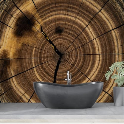 Custom Wall Mural Wallpaper Wood Grain Tree Ring Pattern Removable SelfAdhesive Large Photo for Living Room,Bedroom,Office