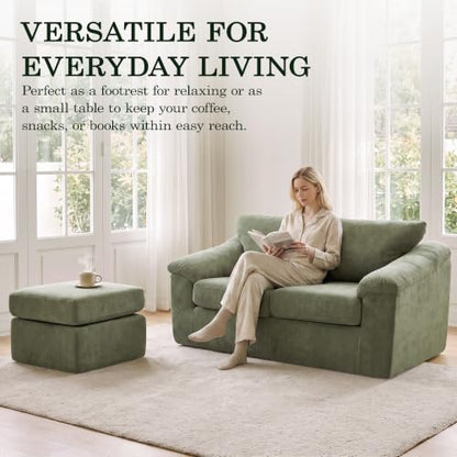 23.6" Boneless Sofa Ottoman, Modern Cloud Couch Ottoman, Upholstered Footrest for Living Room, No Assembly Required, Green - color: Green, size: 23.6"D x 23.6"W x 20.5"H