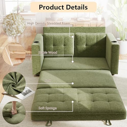 Convertible Sofa Bed, Folding Sofa Bed 2 in1 Pull Out Loveseat Sleeper Sofa, Floor Sofa Bed for Small Spaces Folding Couch Bed with Pillows for Living Room Bedroom - Green - color: Green