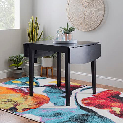 Linon Torino Black Wood 30" Square Drop Leaf Table - 30" X 48" Fully Extended - color: Black