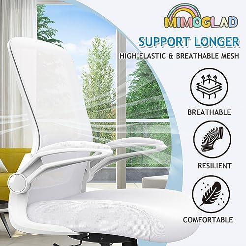 Mimoglad Ergonomic High Back Mesh Office Chair, Adjustable Lumbar Support, Thickened Seat Cushion - color: Ivory White