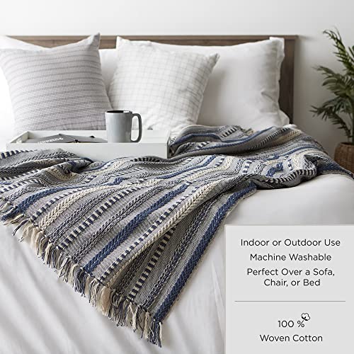 DII Chevron Throw Collection Handloomed Cotton, 50x60, Tango Red - color: Tango Red, size: 50x60"