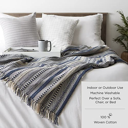 DII Chevron Throw Collection Handloomed Cotton, 50x60, Tango Red - color: Tango Red, size: 50x60"