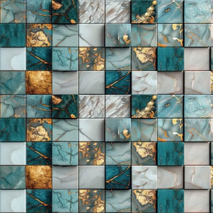 ReWallpaper Teal Gold Marble Backsplash Wallpaper Peel and Stick Kitchen Wallpaper Waterproof Vinyl Wall Covering Removable Contact Paper for Stove Wall Bathroom Backsplash Laundry Room 17.5in x 10ft - size: 17.5in x 10ft
