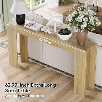 Spaco 63'' Narrow Long Console Table,Farmhouse Entryway Table Sofa Table with Storage,Wood Behind Couch Table for Living Room, Hallway,Foyer - color: Natural Oak (63'')