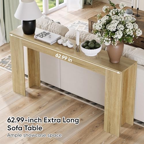 Spaco 63'' Narrow Long Console Table,Farmhouse Entryway Table Sofa Table with Storage,Wood Behind Couch Table for Living Room, Hallway,Foyer - color: Natural Oak (63'')