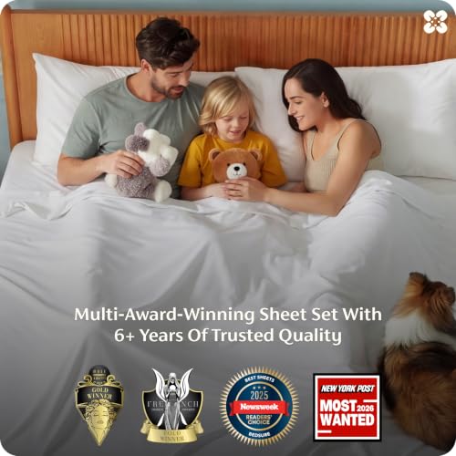 Bedsure PureWoven 100% Rayon Derived from Bamboo, King Size Sheets Set | Cooling Sheets for Hot Sleepers, Breathable & Silky Soft, 16" Deep Pocket, Hotel Luxury Bedding, White - color: 02 - White, size: King