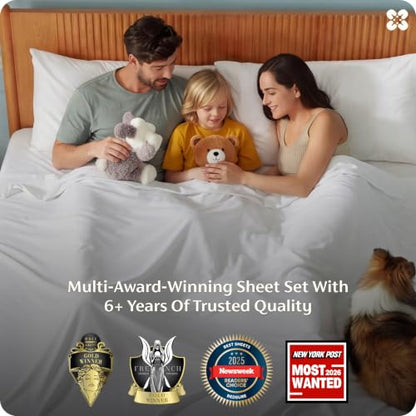 Bedsure PureWoven 100% Rayon Derived from Bamboo, King Size Sheets Set | Cooling Sheets for Hot Sleepers, Breathable & Silky Soft, 16" Deep Pocket, Hotel Luxury Bedding, White - color: 02 - White, size: King