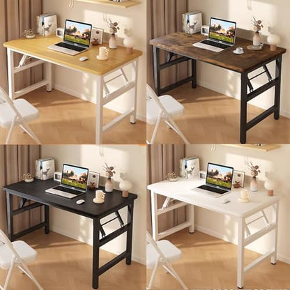 31.5 Inch Folding Table，Square Folding Desks for Small Space,Small Foldable Desk No Assembly,Rustic Brown. - color: Frame：black/Board：rustic Brown, size: 31.5" x 19.7"