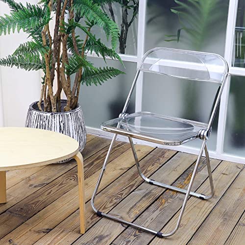 Stackable Transparent Dining Chair - Metal Frame, Plastic Accent Chair for Kitchen, Living Room, Bedroom - Space Saving, Stylish Design，Clear 47x48x76cm(19x19x30inc - color: Clear
