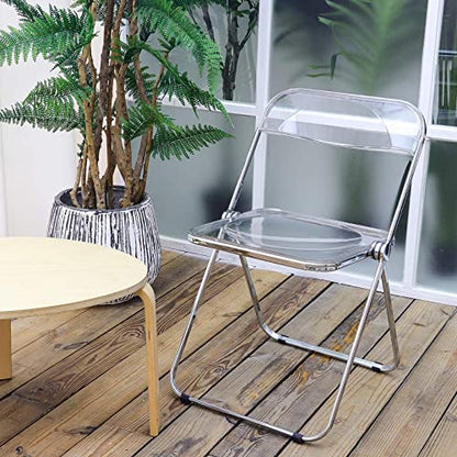 Stackable Transparent Dining Chair - Metal Frame, Plastic Accent Chair for Kitchen, Living Room, Bedroom - Space Saving, Stylish Design，Clear 47x48x76cm(19x19x30inc - color: Clear