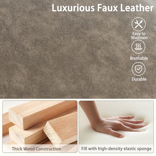 17” Faux Leather Storage Ottoman with Wooden Legs, Upholstered Square Flip-Top Footrest, Extra Seat or Coffee Table for Living Room, Bedroom, Entryway, Coffee Brown - color: Coffee Brown