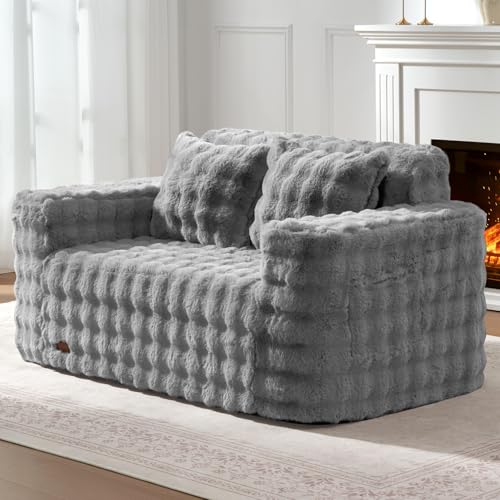ZurNesfure Sofa Couch Loveseat Boneless Sofa with Pillow Grey,Loveseat | No Assembly Need, Modern Couch with deep seat and Washable Cover Cloud Sofa for Living Room Bedroom Apartment - color: Bubble Grey, size: Loveseat